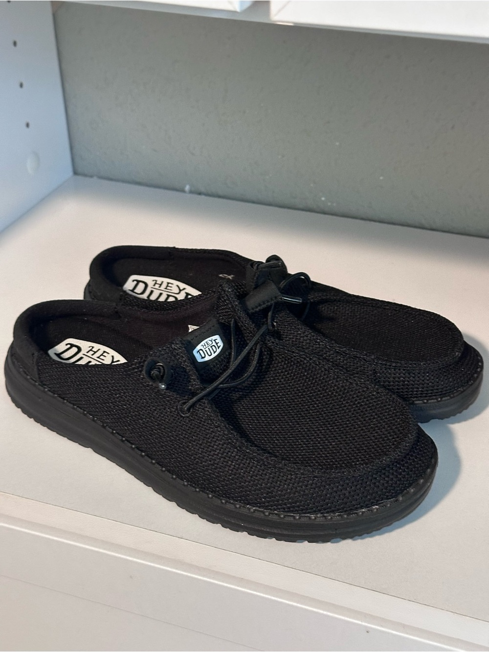 Hey Dude Wendy Slip Mono Black Mule Shoes Women's Size 6 Like New
